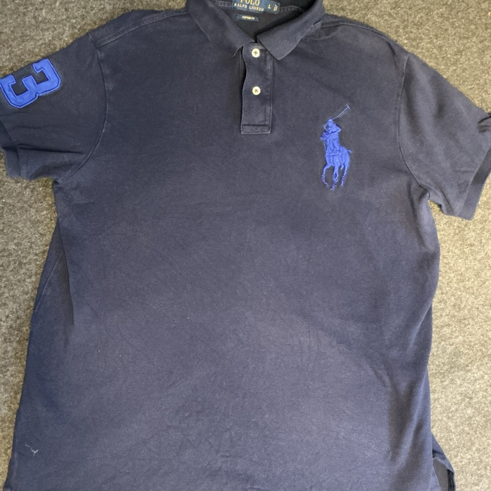 Polo Ralph Lauren Big Pony mesh polo shirt in navy blue cotton